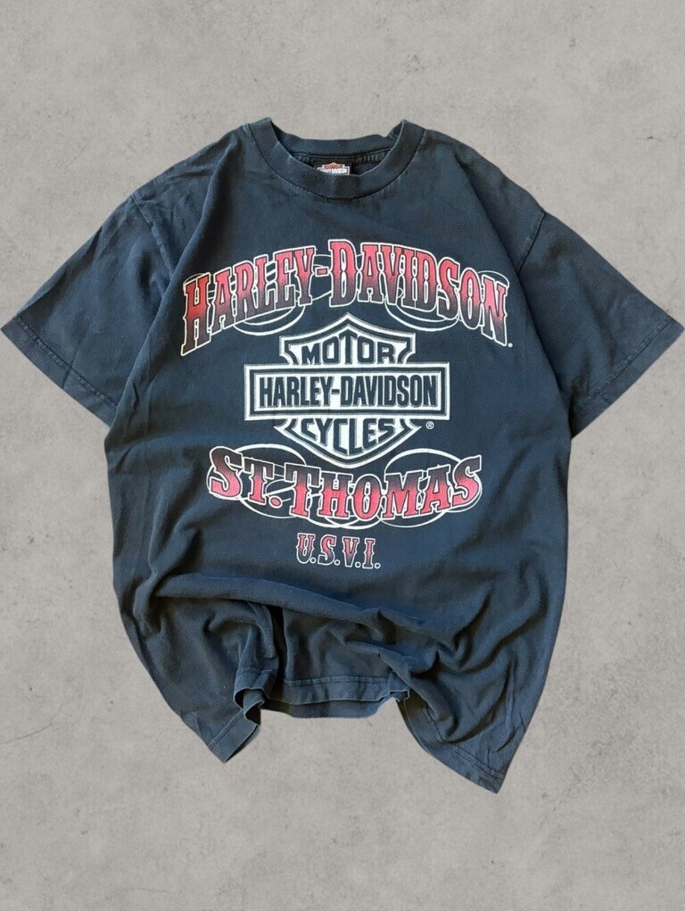 Vintage Harley-Davidson Motorcycles St.Thomas Bike Graphic Shirt Size Mens M